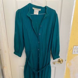 Elegant Teal Long Sleeve Dress